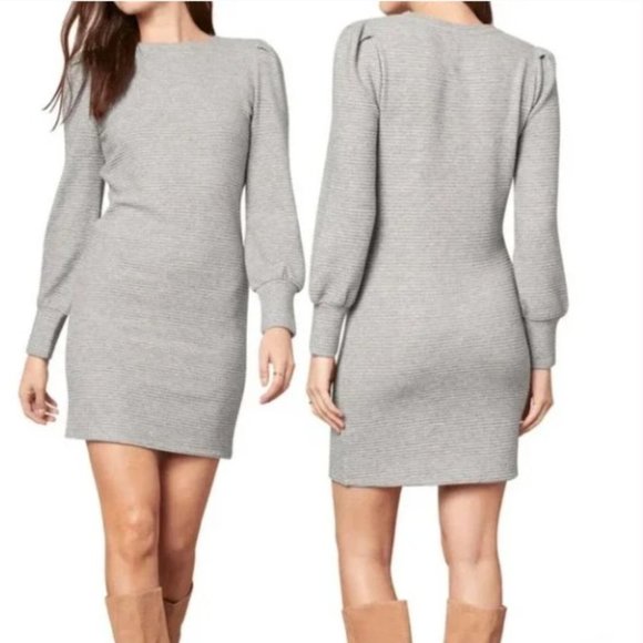 BB Dakota The Scene Heather Gray Ribbed Sweater Dress NWT Size L - Picture 1 of 17